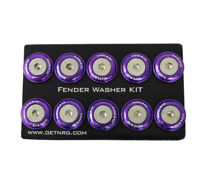 NRG Fender Washer Kit w/Rivets For Plastic (Purple) - Set of 10 - Black Ops Auto Works