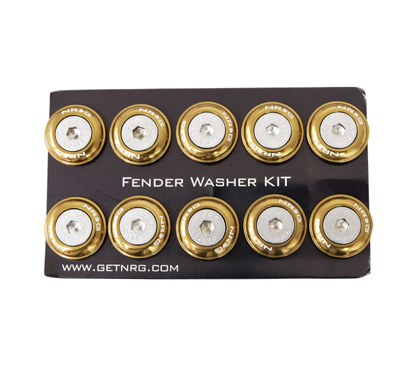 NRG Fender Washer Kit w/Rivets For Plastic (Titanium) - Set of 10 - Black Ops Auto Works