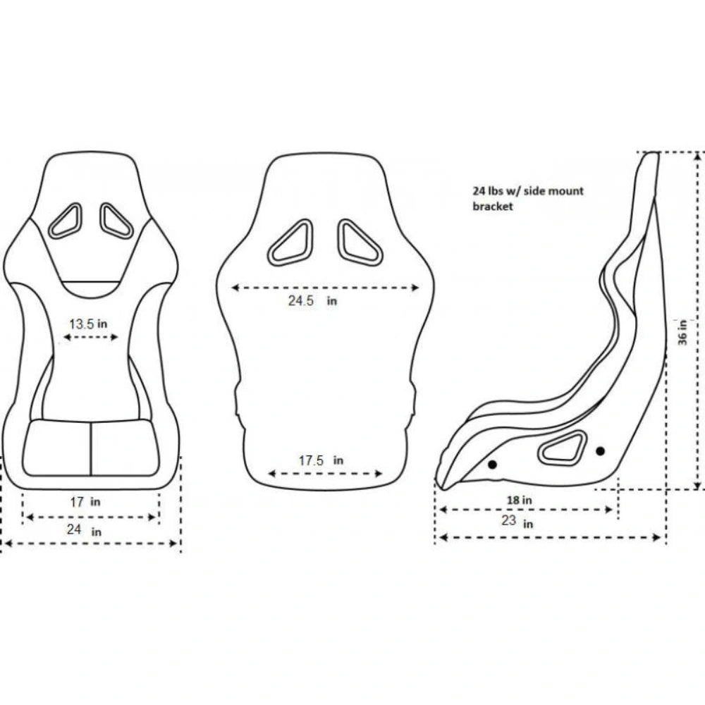NRG FRP Bucket Seat Black - X Large - NRG FRP-304BK-NRG