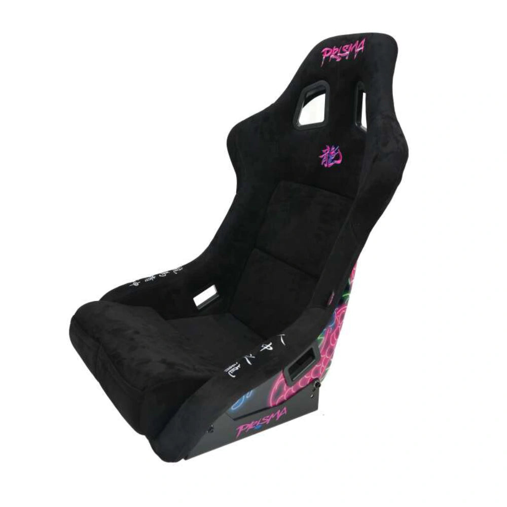 NRG FRP Bucket Seat (Large) Black Alcantara w/ Dragon Livery - NRG FRP-302BK-DRGN-N