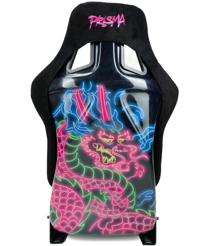 NRG FRP Bucket Seat (Large) Black Alcantara w/ Dragon Livery - NRG FRP-302BK-DRGN-N