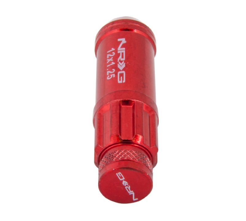 NRG 700 Series M12 X 1.25 Steel Lug Nut w/Dust Cap Cover Set 21 Pc w/Locks & Lock Socket - Red - NRG LN-LS710RD-21