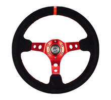 Load image into Gallery viewer, NRG NRGRST-006S-RD Reinforced Steering Wheel (350mm / 3in. Deep) Blk Leather/Red Stitch w/Red Spoke image 1