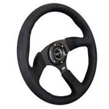 Load image into Gallery viewer, NRG Reinforced Steering Wheel (350mm / 2.5in. Deep)Blk Alcantara Comfort Grip w/4mm Matte Blk Spokes - NRG RST-023MB-SA