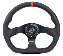 Load image into Gallery viewer, NRG Reinforced Steering Wheel (320mm) Sport Leather Flat Bottom w/ Red Center Mark/ Red Stitching - NRG RST-024MB-R-RD