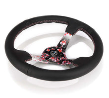 Load image into Gallery viewer, NRG Reinforced Steering Wheel (350mm/3in.) Hydro Dipped Sakura Floral w/ Pink Suede Black Stitch - NRG RST-036SAK-R