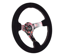 Load image into Gallery viewer, NRG NRGRST-036SAK-S Reinforced Steering Wheel (350mm) 3in Deep Pink Sakura Floral Solid Spoke - Black Suede/Stitch image 3