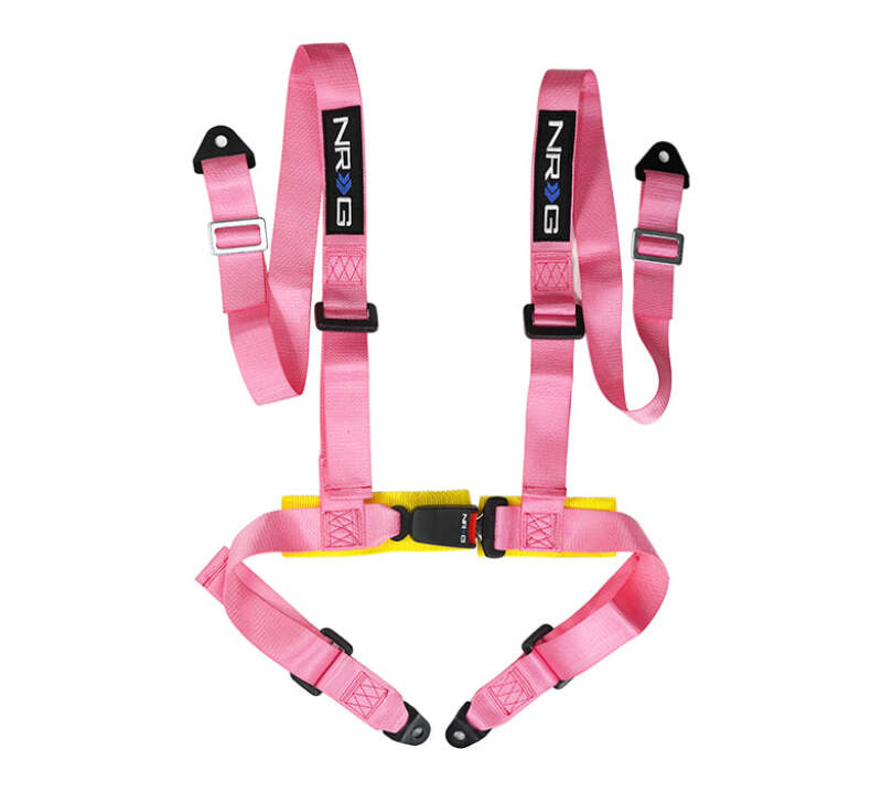 NRG NRGSBH-4PC-SPK 4 Point Seat Belt Harness / Buckle Lock- Pink image 1