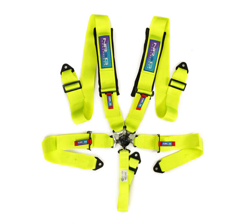 NRG SFI 16.1 5Pt 3 Inch Seat Belt Harness with Pads / Cam Lock - Neon Green - NRG SBH-B6PCNG