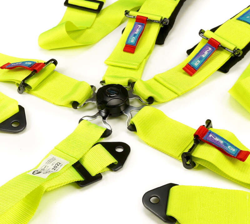 NRG SFI 16.1 5Pt 3 Inch Seat Belt Harness with Pads / Cam Lock - Neon Green - NRG SBH-B6PCNG