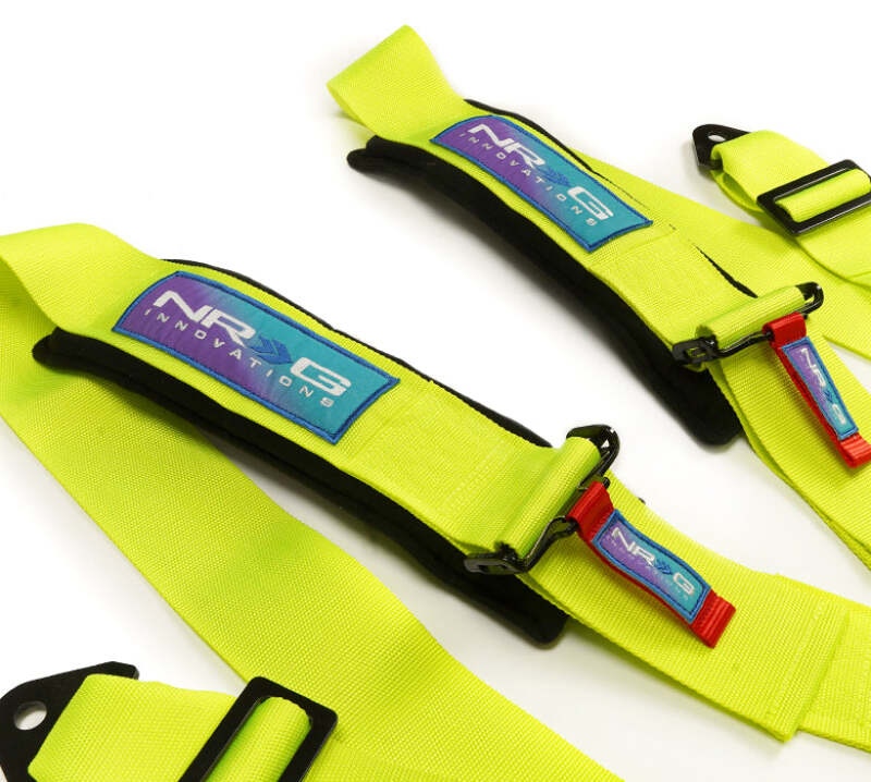 NRG SFI 16.1 5Pt 3 Inch Seat Belt Harness with Pads / Cam Lock - Neon Green - NRG SBH-B6PCNG