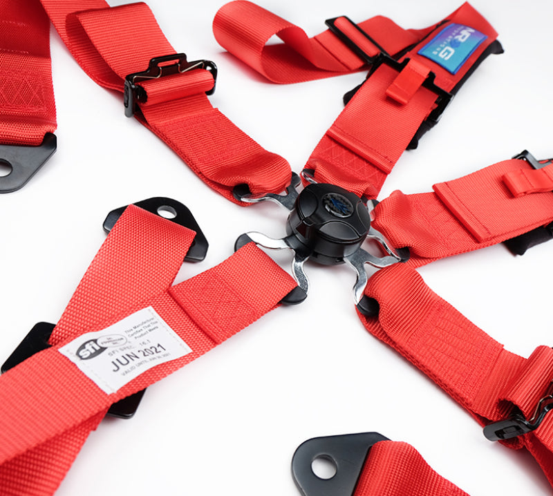 NRG NRGSBH-B6PCRD 5PT 3in. Seat Belt Harness / Cam Lock - Red image 5