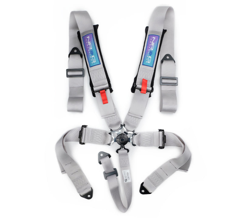 NRG NRGSBH-B6PCSL 5PT 3in. Seat Belt Harness / Cam Lock - Silver image 1