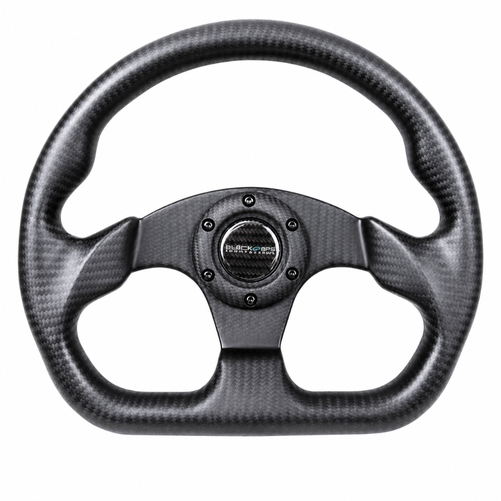 NRG Carbon Fiber Steering Wheel (320mm) Flat Bottom Matte Black Carbon - NRG ST-009CF/MB