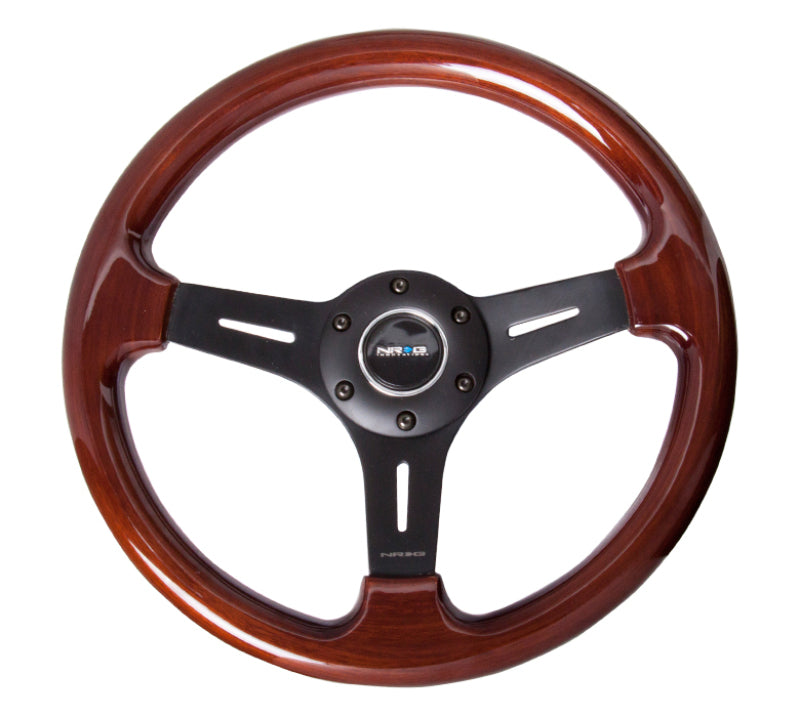 NRG Classic Wood Grain Steering Wheel (330mm) Wood Grain w/Matte Black 3-Spoke Center - NRG ST-015-1BK