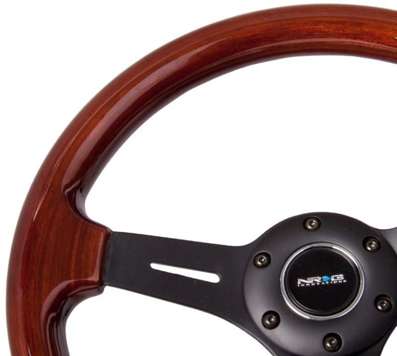 NRG Classic Wood Grain Steering Wheel (330mm) Wood Grain w/Matte Black 3-Spoke Center - NRG ST-015-1BK