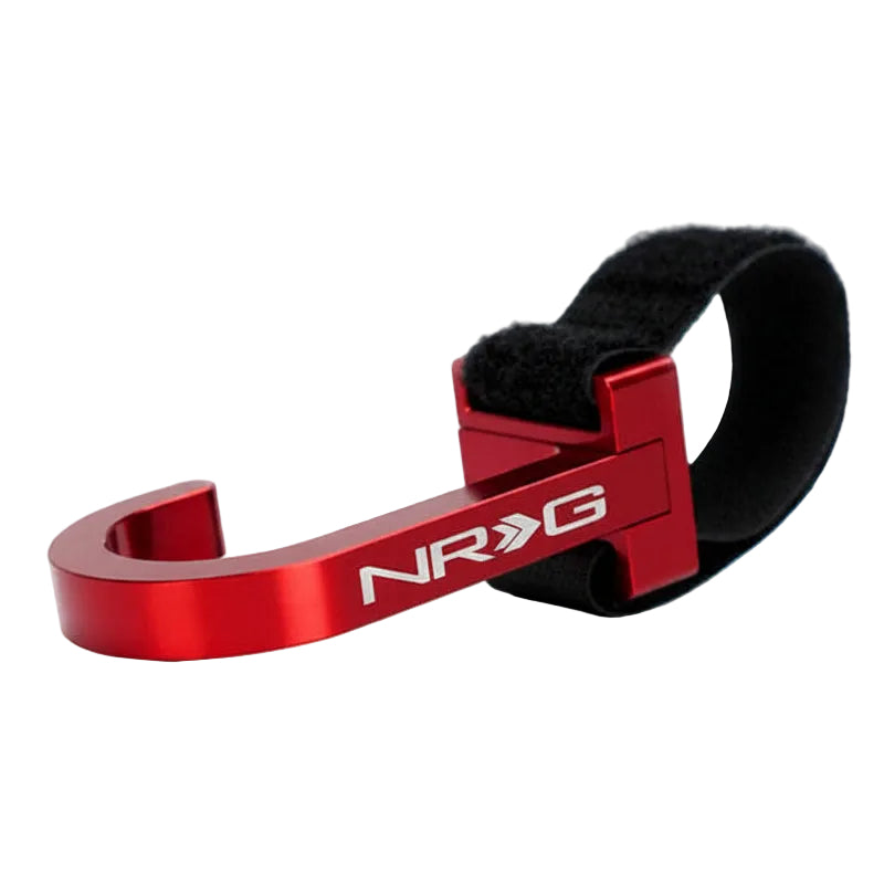 NRG Steering Wheel Hook CNC Aluminum w/ Laser Logo - Red - NRG STR-100RD