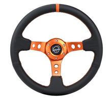 Load image into Gallery viewer, NRG Reinforce Steering Wheel (350mm / 3in. Deep) Blk Leather, Orange Center Mark w/ Orange Stitching - Black Ops Auto Works