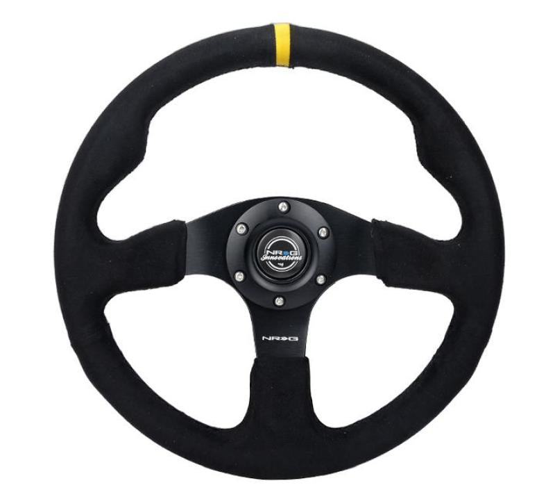 NRG Reinforced Steering Wheel (320mm) Alcantara Steering Wheel w/ Black Stitching - Black Ops Auto Works