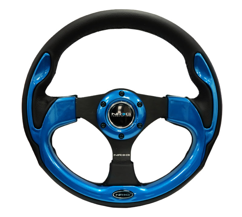 NRG Reinforced Steering Wheel (320mm) Blk w/Blue Trim - Black Ops Auto Works