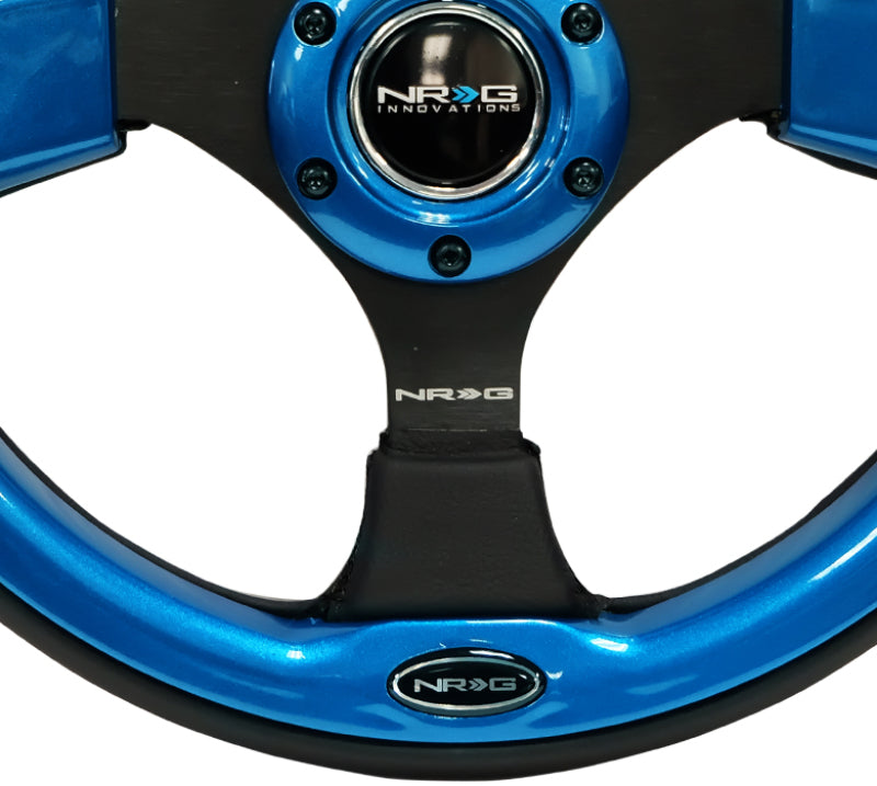 NRG Reinforced Steering Wheel (320mm) Blk w/Blue Trim - Black Ops Auto Works