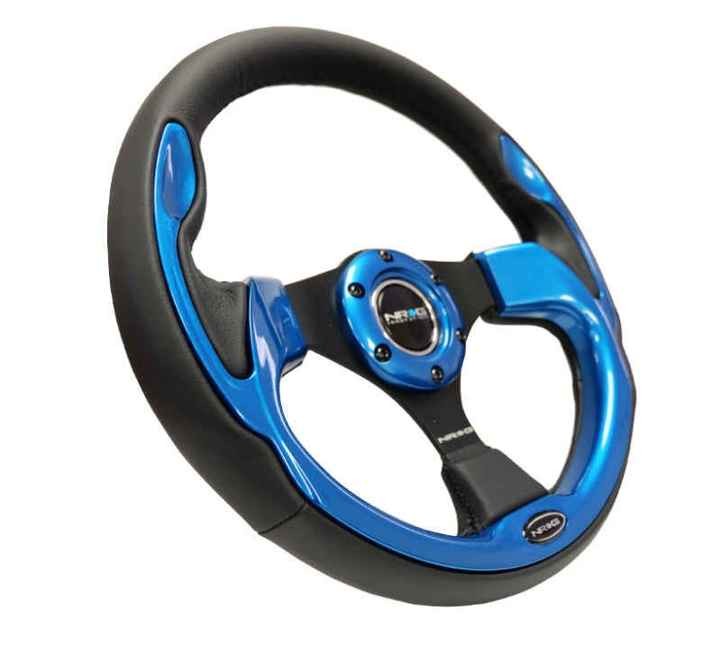 NRG Reinforced Steering Wheel (320mm) Blk w/Blue Trim - Black Ops Auto Works