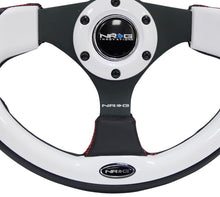 Load image into Gallery viewer, NRG Reinforced Steering Wheel (320mm) Blk w/White Trim &amp; 4mm 3-Spoke - Black Ops Auto Works