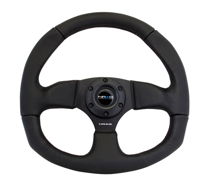 NRG Reinforced Steering Wheel (320mm Horizontal / 330mm Vertical) Leather w/Black Stitching - Black Ops Auto Works