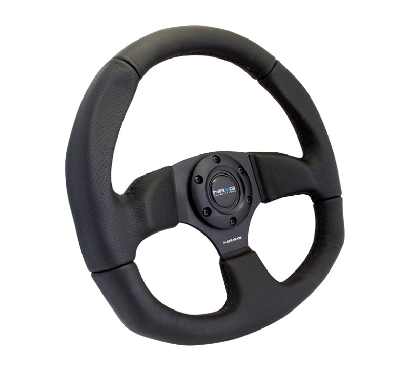 NRG Reinforced Steering Wheel (320mm Horizontal / 330mm Vertical) Leather w/Black Stitching - Black Ops Auto Works