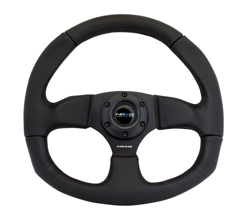 NRG Reinforced Steering Wheel (320mm Horizontal / 330mm Vertical) Leather w/Black Stitching - Black Ops Auto Works
