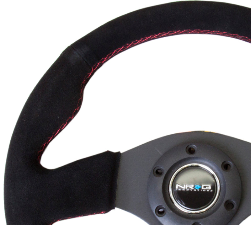 NRG Reinforced Steering Wheel (320mm) Suede w/Red Stitch - Black Ops Auto Works