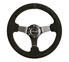 Load image into Gallery viewer, NRG Reinforced Steering Wheel (330mm / 3in Deep) Blk Suede w/Criss Cross Stitch w/Blk 3-Spoke Center - Black Ops Auto Works