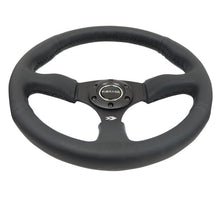 Load image into Gallery viewer, NRG Reinforced Steering Wheel (350mm / 2.5in. Deep) Blk Leather Comfort Grip w/5mm Matte Blk Spokes - Black Ops Auto Works