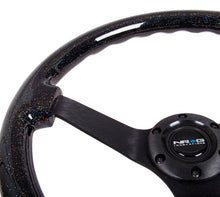 Load image into Gallery viewer, NRG Reinforced Steering Wheel (350mm / 3in Deep) Classic Blk Sparkle Wood Grain w/Blk 3-Spoke Center - Black Ops Auto Works