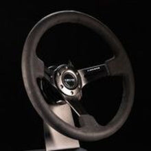 Load image into Gallery viewer, NRG Reinforced Steering Wheel (350mm / 3in. Deep) Black Leather w/ Alcantara Stitching - Black Ops Auto Works