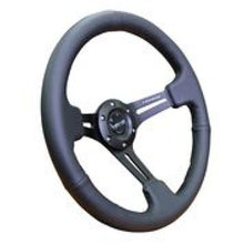 Load image into Gallery viewer, NRG Reinforced Steering Wheel (350mm / 3in. Deep) Black Leather w/ Black Stitching - Black Ops Auto Works