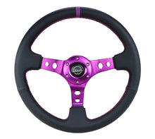 Load image into Gallery viewer, NRG Reinforced Steering Wheel (350mm / 3in. Deep) Black Leather w/Purple Center &amp; Purple Stitching - Black Ops Auto Works