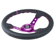 Load image into Gallery viewer, NRG Reinforced Steering Wheel (350mm / 3in. Deep) Black Leather w/Purple Center &amp; Purple Stitching - Black Ops Auto Works