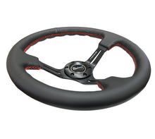 Load image into Gallery viewer, NRG Reinforced Steering Wheel (350mm / 3in. Deep) Black Leather/Red Stitch &amp; Blk 3-Spoke w/Slits - Black Ops Auto Works