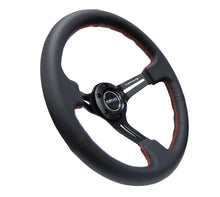 Load image into Gallery viewer, NRG Reinforced Steering Wheel (350mm / 3in. Deep) Black Leather/Red Stitch &amp; Blk 3-Spoke w/Slits - Black Ops Auto Works