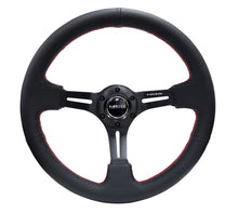 Load image into Gallery viewer, NRG Reinforced Steering Wheel (350mm / 3in. Deep) Black Leather/Red Stitch &amp; Blk 3-Spoke w/Slits - Black Ops Auto Works