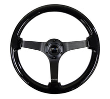 Load image into Gallery viewer, NRG Reinforced Steering Wheel (350mm / 3in. Deep) Black w/Black Chrome Solid 3-Spoke Center - Black Ops Auto Works