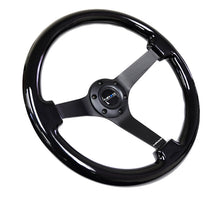 Load image into Gallery viewer, NRG Reinforced Steering Wheel (350mm / 3in. Deep) Black w/Black Chrome Solid 3-Spoke Center - Black Ops Auto Works