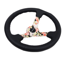 Load image into Gallery viewer, NRG Reinforced Steering Wheel (350mm / 3in. Deep) Blk Leather Floral Dipped w/ Blk Baseball Stitch - Black Ops Auto Works