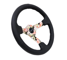 Load image into Gallery viewer, NRG Reinforced Steering Wheel (350mm / 3in. Deep) Blk Leather Floral Dipped w/ Blk Baseball Stitch - Black Ops Auto Works