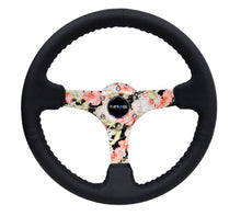 Load image into Gallery viewer, NRG Reinforced Steering Wheel (350mm / 3in. Deep) Blk Leather Floral Dipped w/ Blk Baseball Stitch - Black Ops Auto Works