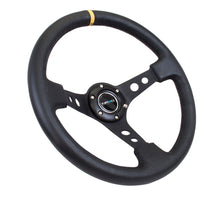 Load image into Gallery viewer, NRG Reinforced Steering Wheel (350mm / 3in. Deep) Blk Leather w/Blk Cutout Spoke/Yellow Center Mark - Black Ops Auto Works