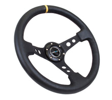 Load image into Gallery viewer, NRG Reinforced Steering Wheel (350mm / 3in. Deep) Blk Leather w/Blk Cutout Spoke/Yellow Center Mark - Black Ops Auto Works