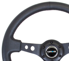 Load image into Gallery viewer, NRG Reinforced Steering Wheel (350mm / 3in. Deep) Blk Leather w/Blk Spoke &amp; Circle Cutouts - Black Ops Auto Works