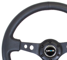 Load image into Gallery viewer, NRG Reinforced Steering Wheel (350mm / 3in. Deep) Blk Leather w/Blk Spoke &amp; Circle Cutouts - Black Ops Auto Works